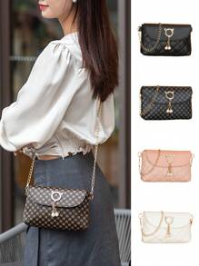 1pc Fashion Minimalist Mini Bag, New Design Crossbody Bag With Pearl & Embroidery Decor - Multicolor - View 2