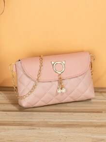 1pc Fashion Minimalist Mini Bag, New Design Crossbody Bag With Pearl & Embroidery Decor - Multicolor - View 7