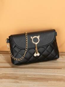 1pc Fashion Minimalist Mini Bag, New Design Crossbody Bag With Pearl & Embroidery Decor - Multicolor - View 6