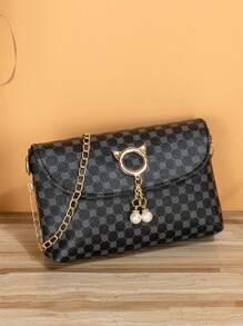 1pc Fashion Minimalist Mini Bag, New Design Crossbody Bag With Pearl & Embroidery Decor - Multicolor - View 4