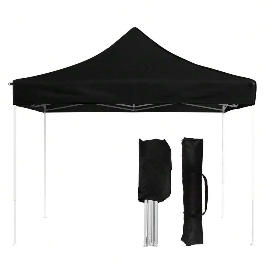 Stalwart 10x10 Ft Pop Up Canopy Tent UV Resistant Waterproof Black Outdoor Shelter - Black - View 1