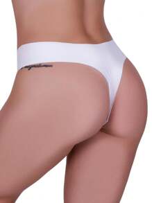 Agnes Seamless Polyamide Thong Panties With Laser Cut String - trắng - Xem 2