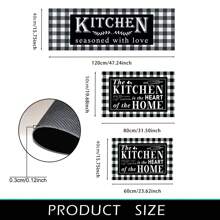 1 pieza Alfombra de cocina suave y cómoda con impresión negra, alfombra de entrada impermeable y resistente al aceite, alfombra de piso fácil de limpiar para decoración de dormitorio, sala de estar, baño, lavandería