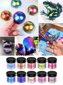 20 Colors Chameleon Mica Powder Shimmering Pigment, For Epoxy Resin Art Crafts, Candle Making, Painting, Slime, Candle & Soap Making - Chameleon Powder - View 3