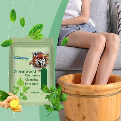 30 túi ngâm tắm ngải cứu, được làm từ chiết xuất ngải cứu, Sophora Japonica, rễ gừng, tinh dầu bạc hà, vỏ cây liễu để chăm sóc chân bằng thảo dược nhẹ nhàng