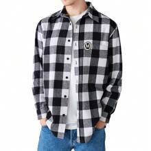 Camisa De Franela A Cuadros De Manga Larga Para Hombre - Blanco - Ver 3