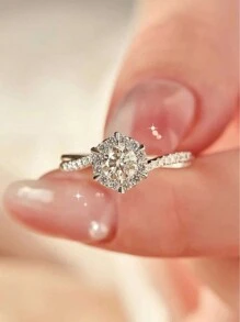 1pc 1 Carat Diamond Engagement Ring, S925 Sterling Silver Round Commitment Ring, Eternal Ring, Anniversary Luxury Ring, Bridal Wedding Jewelry Gift