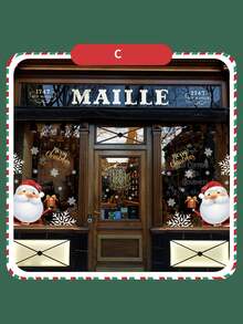 CHARMS 2pcs/Set Christmas Static Stickers Decorative Glass Door Decals For Shopping Mall Display Window, Self-Adhesive Wall Stickers - Multicolor - View 3
