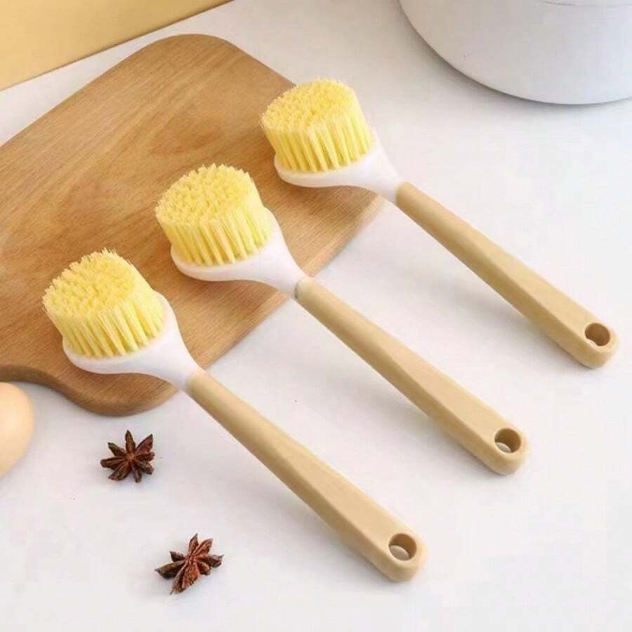 Plastic Long Handle Pot Brush - Upgraded Version, Does Not Damage Pots, Extended Hand Brush - White - View 1