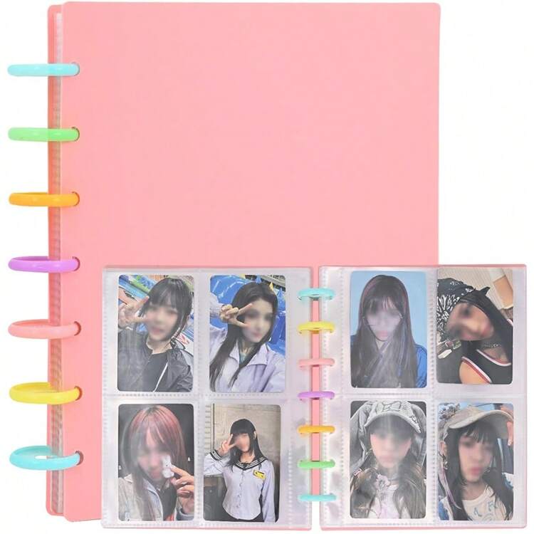 Álbumes de fotos Carpeta para tarjetas de fotos de 3 pulgadas con 80 espacios para tarjetas Cubierta de libro para álbum de tarjetas de visita de tamaño A5 con slots para 2*3 polaroids en colores negro, blanco y rosa - Álbum de carpetas - Añade 7