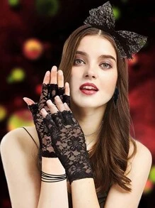 Forever & Moment 7 件女式 80 年代服装霓虹配饰套装闪电耳环项链蕾丝花手套头饰 90 年代主题复古派对万圣节装饰礼物圣诞节舞会 - 多色 - 查看 9