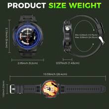 EIGIIS Men's Military Smartwatches (Answer/Make Calls) With LED Flashlight, 3 ATM Waterproof Smartwatch With Over 100 Sports Modes, 1.53 Inch Tactical Fitness Tracker With Heart Rate Sleep Monitor For IOS And Android - Màu xanh lam - Xem 8