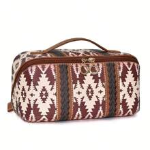 Western Travel Makeup Bag, Bohemian Cosmetic Bag For Women, Portable Pouch Open Toiletry Bag, Make Up Organizer With Divider And Handle Summer Travel, Vacation Home Bathroom Decor Holiday Makeup Organizer Bathroom Accessories Back To School - Multicolor - View 7
