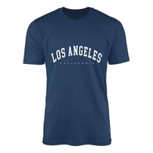 Los Angeles Men's T-Shirt 100% Cotton Shirt - 藏蓝色 - 查看 1