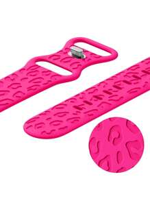 Leopard Floral Engraved Band Compatible With Apple Watch Band 49mm 45mm 44mm 42mm 41mm 40mm 38mm 46mm, Cheetah Waterproof Sport Silicone Wristbands Replacement Strap Compatible With IWatch Series 11 10 9 8 7 6 5 4 3 2 1 SE For Women