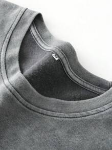 Hemo, Men's Vintage Wash Graphic Print Crew Neck T-Shirt - Grey - View 4