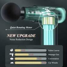 LCD Display High Power Muscle Relaxer - Rechargeable Deep Tissue Massager Gun, 4 Heads, For Full Body Relief - Black - View 4