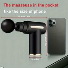 LCD Display High Power Muscle Relaxer - Rechargeable Deep Tissue Massager Gun, 4 Heads, For Full Body Relief - Black - View 6