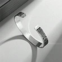 SeuSuk 1 pièce Bracelet-manchette en acier inoxydable avec nœud carré ouvert, bijou unisexe rétro