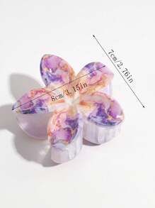 1 件女士紫色花卉图案优雅淑女百合发爪适合日常佩戴，花爪情人节 - 彩色 - 查看 3