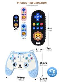 2er Set, Silikon Cartoon Bär Gamecontroller Beißring Spielzeuge, Baby beruhigende Zahnstufen, Löwenmuster Silikon simulierte TV Fernbedienung Lernbeißring Spielzeuge, Unterhaltende Gamecontroller Beißring Spielzeuge, perfekte sensorische Kau-Spielzeuge für 0-3-6-12 Monate Babys