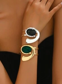 1 Peça Bracelete Aberto Feminino com Design Geométrico Exagerado, Estilo de Metal de Ferro Minimalista, Adequado para Uso Diário, Férias e Presentes de Encontro