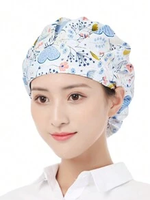 1 件装烹饪帽制服骷髅可调节透气餐厅厨房厨师帽磨砂图案护士帽外科医院医疗制服印花可洗专业工作帽用于头发固定万圣节 - 1pcs - 查看 11