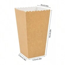 12个装纯棕色牛皮纸爆米花盒杯容器，生日电影派对回礼小零食杯，婚礼宾客零食礼盒