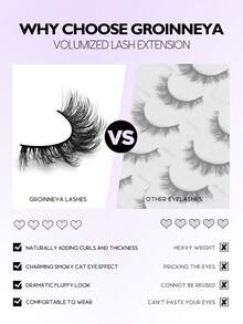 GROINNEYA 7 Pairs False Eyelashes Cat Eye Lashes Faux Mink Lashes Natural Look Fluffy Volumized Eyelashes Extension Natural Full False Eyelashes Travel Essentials Makeup Tools(MC04) - màu đen - Xem 7