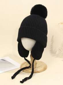 1pc Children/Toddler Warm Winter Cap, Unisex Knitted Ear Flap Beanie Hat - Children's Knitted Hat - View 13