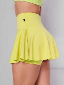WOLFOX Women's Fitness Gym Ruffle Skirt Shorts Suplex - 黃色 - 查看 3