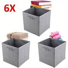 6 Pack Fabric Foldable Storage Box Collapsible Folding Box Cubes Organizer Grey - 灰色 - 查看 4