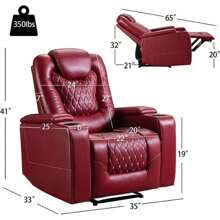 Comfortable And Soft Electric Home Theater Seating Pu Leather Reclining Furniture With Hidden Arm Storage And Usb Socketsuitable For Living Room Bedroom - 美規A型插(110-127V) - 查看 11