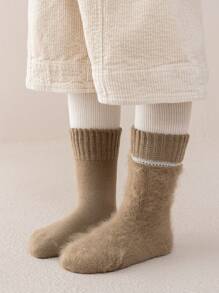 3 Pairs Kids Winter Socks, Thick Warm Thermal Lined Socks For Boys Girls Students, Halloween Gift, Thick Baby Floor Socks, Fuzzy Socks, Sleeping Socks, Christmas New Year Gift