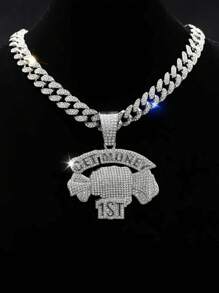 1pc Punk Alloy Jewelry Hiphop Full Rhinestone Pendant, Miami Charm Chain For Unisex - Hip Hop Pendant - View 8