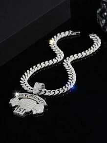 1pc Punk Alloy Jewelry Hiphop Full Rhinestone Pendant, Miami Charm Chain For Unisex - Hip Hop Pendant - View 6