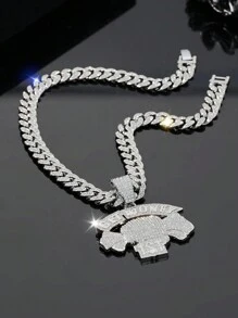 1pc Punk Alloy Jewelry Hiphop Full Rhinestone Pendant, Miami Charm Chain For Unisex - Hip Hop Pendant - View 10