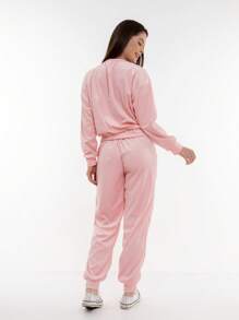 Women's Plus Velvet Set With Pockets HF-CON-050 - 淺粉色 - 查看 4