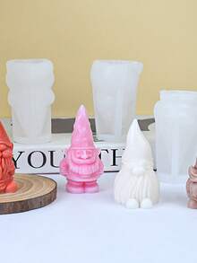 3D 圣诞系列老人圣诞老人 DIY 香薰蜡烛硅胶模具、侏儒树脂/石膏装饰模具、环氧树脂硅胶模具 - 彩色 - 查看 2