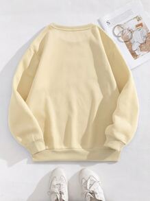 Rugby Pattern Printed Sweatshirts, Winter And Autumn Crew Neck Casual Sweatshirts, Women's Clothing