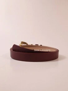 Women's Fashion Belts Gold Buckle 1.7CM Width - Màu Đỏ Sâu - Xem 6