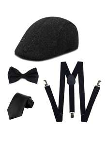 2/3/4/5 pièces D EXCEED Accessoires pour hommes des années 1920 : béret Gatsby, vêtements, accessoires vestimentaires des années 1920 pour hommes, pour Halloween, bal de promo