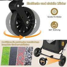 Portable Pet Stroller 3 In 1 Dog Buggy Transport Bag Cat Buggy, Up To 40 Kg, Dog Cart With Mesh Windows & Cup Holder & Spring Shock Absorber, For Small And Medium Cat Dog - Black - View 8