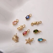 1 件诞生石、海星、海马、贝壳吊坠，适合夏日海滩 - 彩色 - 查看 5