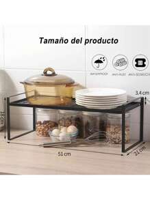 Organizador De Estante De Cocina Para Gabinete, Encimera - Negro - Ver 4