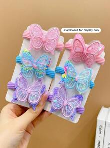6pcs Girls Lovely Butterfly Decorated Hair Ties - Multicolor - View 7