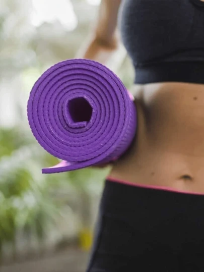 Colchonete Tapete EVA Lavável com Alça170x60cm para Yoga Pilates Alongamento Exercicios Academia Cor Preto Violeta Vermelho Cinza Azul