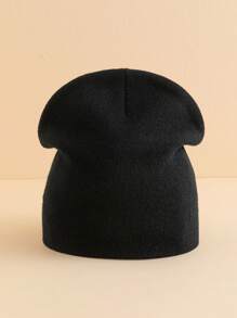 1pc Women's Fashionable Plain Jacquard Beanie Cap Warm Simple Casual Hat For Fall Winter Halloween