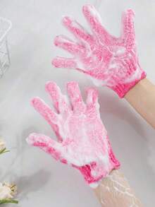 2pcs Exfoliating Gloves, Suitable For Shower, SPA Massage, Body Scrub, Remove Dead Skin, Medium Hardness, Unisex, Double Texture Exfoliating Gloves, Natural Loofah, Body Cleansing Tool, Rose Red - Multicolor - View 7