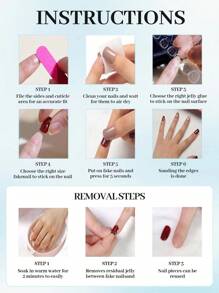 Kit de unhas postiças artesanais com 10 peças, formato quadrado curto, pincel rosa transparente, lua, estrela, pérola, coração, brilhante, iridescente, glitter, decoração luxuosa com strass, contas de flores, fogos de artifício, coração, acabamento brilhante, neutro, estilo japonês, suprimentos para unhas - Rosa - Ver 7